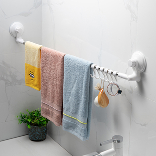 吸盘式免打孔毛巾架可伸缩转角挂杆浴室，卫生间吸壁墙挂钩置物架子