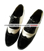 日单！日本多杂志揭载原单黑白拼色布洛克风格系带帅气皮鞋