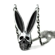 白木黑冰原创设计手工银饰925银兔女郎项链兔子吊坠个性骷髅项链