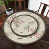 新中式红木大圆桌桌布防水v防油免洗圆形双层餐桌带转盘皮革垫