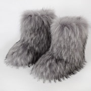 欧美长筒靴子女冬季保暖厚度防滑涩谷毛毛靴子，中筒个性时尚雪地靴