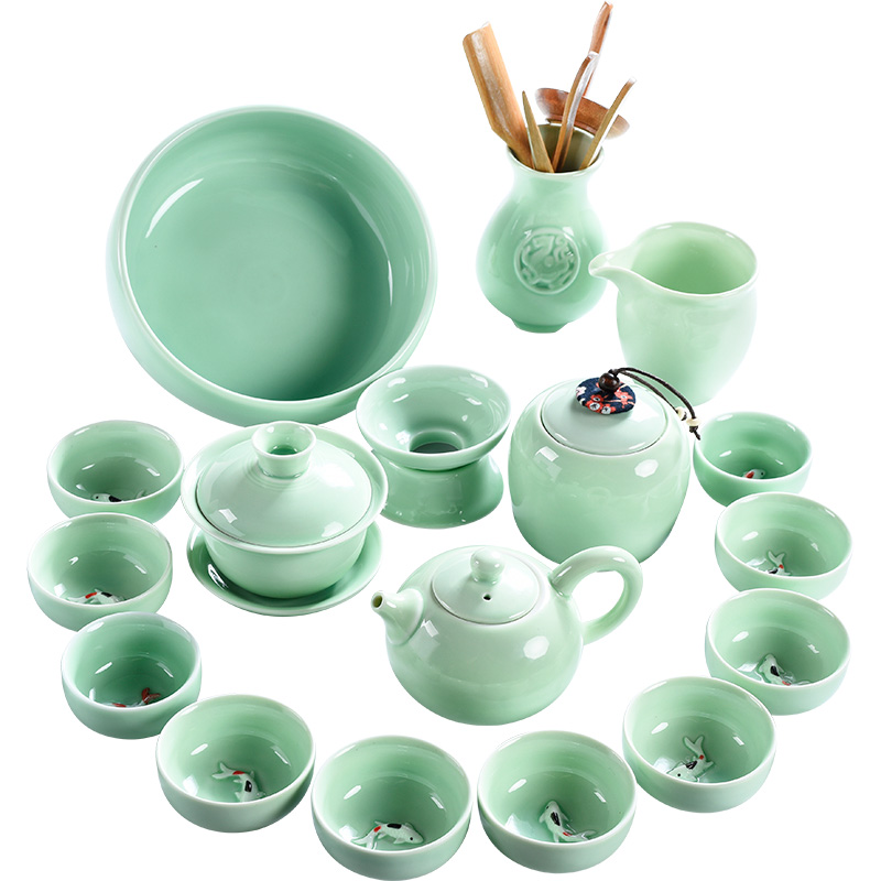熱賣 簡約陶瓷茶具套裝青瓷漁功夫茶具茶壺茶杯蓋碗家用辦公泡茶在類目 餐飲具, 茶具, 功夫茶具中 - 來自Buy2taobao.com提供專業的淘寶代購服務