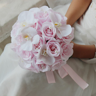 结婚新娘手捧花欧式婚礼婚纱影楼拍照道具旅拍婚庆用品粉白红花束