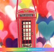 英国品牌大红色伦敦标志，电话亭telephone立体盒子斜挎包