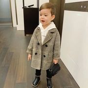 韩版时尚男宝宝春季薄棉，中长款呢子外套1-2到3-4岁多小男孩春秋装