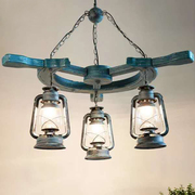 地中海实木个性创意美式吊灯创意木艺仿古马灯餐厅咖啡厅铁艺吊灯