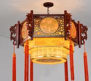 中式复古吊灯实木仿古中国风羊皮客厅饭店中餐厅，灯具简约现代美式