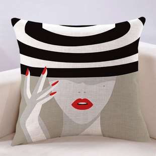 现代简约风格抽象手绘人物，靠枕办公室沙发抱枕夏季床头座椅大靠垫