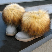 靴口毛毛仿狐狸毛鞋口冬季脚套加厚毛绒护腿，套保暖黑皮草色