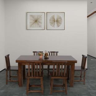 实木家具餐桌组合原生态原木餐台，简约中式餐t桌定制餐厅餐桌