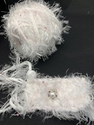 羽毛豆豆纯白色合股线包包编织DIY材料包发夹围巾特色毛线手混线