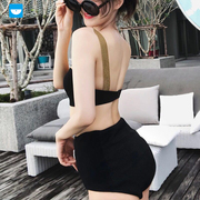 三亚-韩版时尚三角分体泳衣露背性感纯色女士泳装钢托小胸聚拢