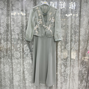 庄Z214N017商场专卖2024春时尚品质女装中式复古罩衫显瘦两件套裙