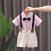 男童夏装套装2023洋气宝宝短袖背带裤两件套婴幼儿童夏季潮衣