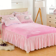 加厚纯色牛奶绒床裙单件，保暖法莱绒珊瑚，绒床罩床单床笠1.5米1.8m