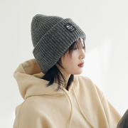 柔软羊毛针织帽保暖舒适包头帽子女秋冬百搭韩版冬季纯色毛线帽潮
