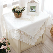 欧式刺绣花边餐桌布台布蕾丝茶几布美式长方形白色镂空盖布桌旗