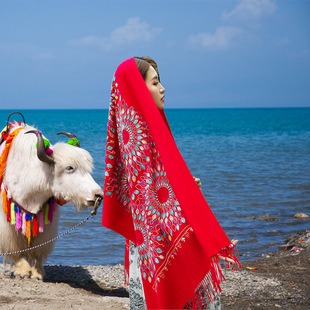 民族风刺绣围巾女太阳花，尼泊尔披肩新疆西藏云南旅游拍照保暖披风
