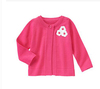美单出口外单秋季2岁女童胸前3D玫红花朵针织全棉长袖开衫毛衣