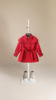 童装女童红色斗篷风衣小童，时尚大衣格纹内衬，双排扣洋气外套潮