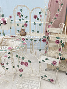 法式园艺乡村玫瑰系列花架桌面落地壁挂白色置物架庭院客厅装饰