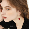 evesense原创设计红色珐琅车厘子，樱桃耳环高级感小众，可爱少女耳饰