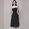 高级感黑色连衣裙女2023年夏季法式收腰显瘦气质，赫本风吊带裙