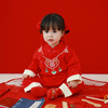 女宝宝周岁礼服婴儿衣服纯棉，秋冬款百岁宴一周岁红色抓周唐装套装