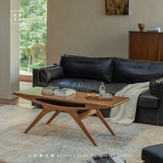 先锋回顾法式复古风丹麦设计师创意客厅沙发边几实木笑脸茶几