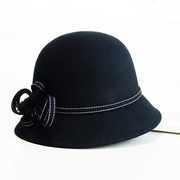 女士帽子冬季时尚潮，英伦复古盆帽蝴蝶结，小礼帽秋冬大檐帽羊毛毡帽