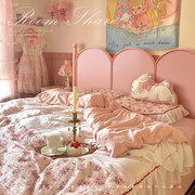 实木床粉色公主床法式奶油风女生床卧室现代简约1.5m欧式双人床