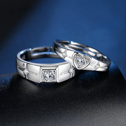 925银色时尚个性男女对戒心形银饰品指环，爱心形情侣戒指告白