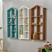 zakka背景墙上装饰品创意，实木置物架客厅房间，卧室木质壁饰壁挂