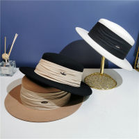 复古羊毛平檐帽毡帽女赫本帽礼帽