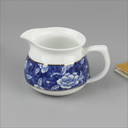 有耳青花瓷公道杯陶瓷德化白瓷，茶海茶备茶漏玻璃，茶具套装分茶器