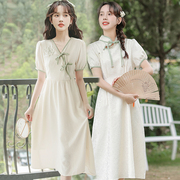 新中式民国风改良日常旗袍裙子姐妹闺蜜装夏季少女学生汉服连衣裙
