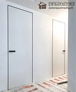 北京定制黑色铝框极简无框隐形木门无漆环保室内木门，卧室门套装门