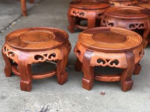 缅甸花梨木红木小凳子，大果紫檀圆凳子，矮凳靠背椅子鼓凳花架