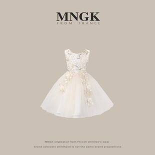 法国mngk女童公主裙夏装，2023洋气连衣裙儿童表演服走秀礼服