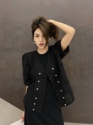 FRANKCICI 高端重工蕾丝衫外套女高级感气质时尚短袖蕾丝Q230108