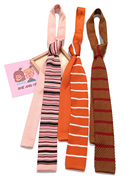 MIMI 涤纶针织领带女复古细窄5cm渐变粉红橘色白横条纹学生温柔风