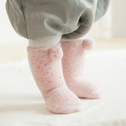 冬季婴儿彩点毛圈加厚保暖袜子，宝宝中筒反毛圈球球毛巾厚袜子