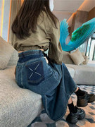 大码开叉牛仔半身裙女秋冬梨形身材胖mm高腰显瘦中长款a字裙