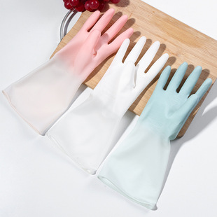 5双渐变色防水乳胶手套，女洗衣服家务清洁手套，洗碗手套防滑防水