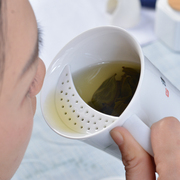 茶杯陶瓷带盖过滤手绘泡茶杯，月牙茶水分离个人办公室喝茶杯子刻字