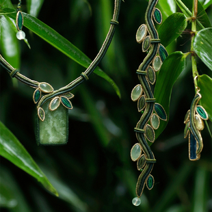 栖石原创设计编绳竹子首饰项链竹节耳环手链草木植物系列