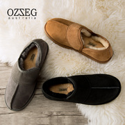 OZZEG春秋鞋男羊皮毛一体棉鞋加绒保暖面包鞋套脚懒人毛毛鞋Z3202