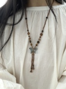 南西handmade原创设计新中式蝴蝶，禅意长项链天然石串珠(石串珠)毛衣链礼物
