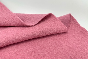 垂感亲肤粉色针织圈圈毛料羊，毛呢布料外套斗篷连衣裙套装面料