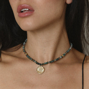 Nova拉丁谚语金币天然玛瑙珠 英国产By Alona半宝石欧美复古项链